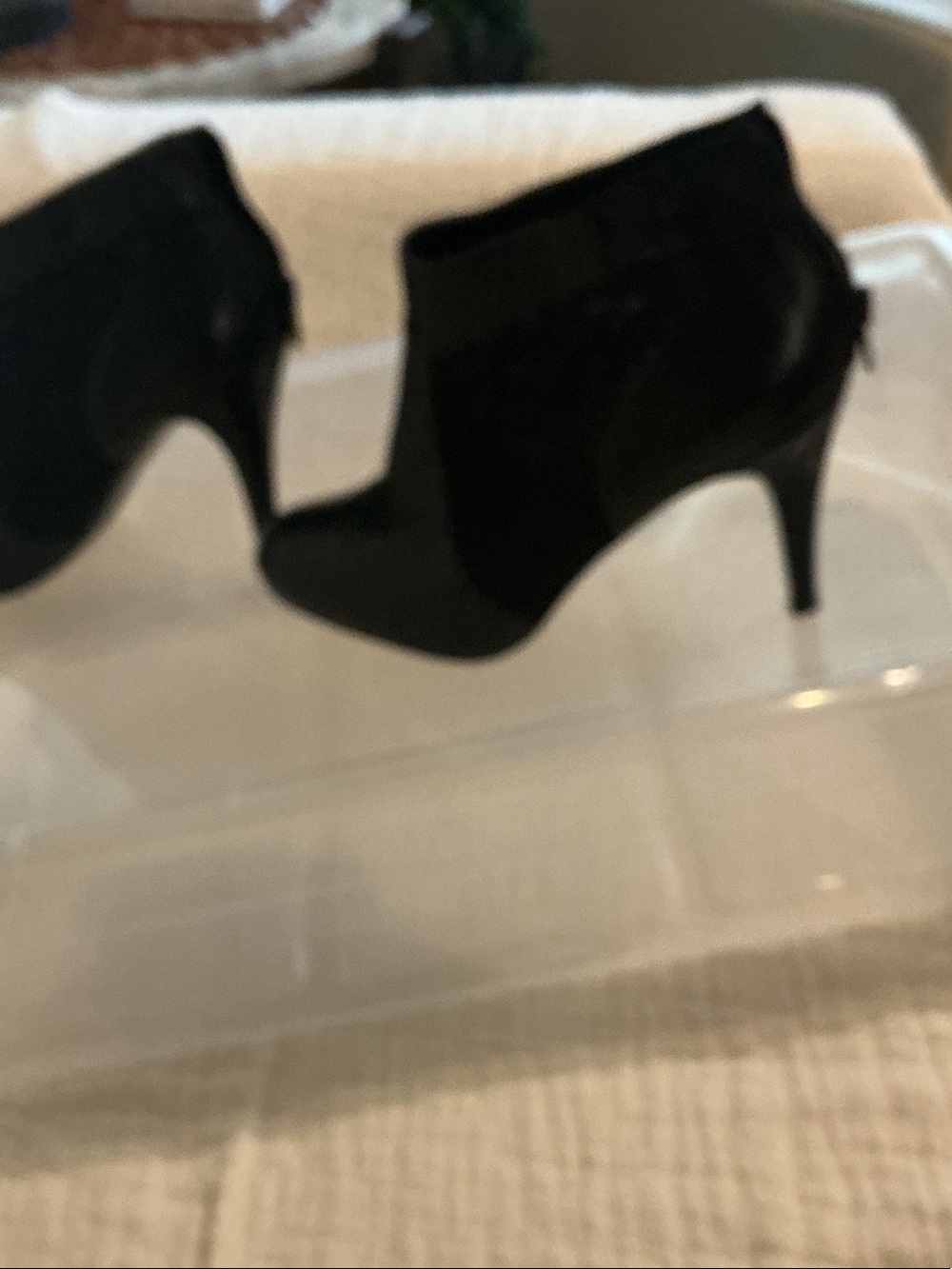 NineWest Black Leather and See-Through Mesh Ankle Boot